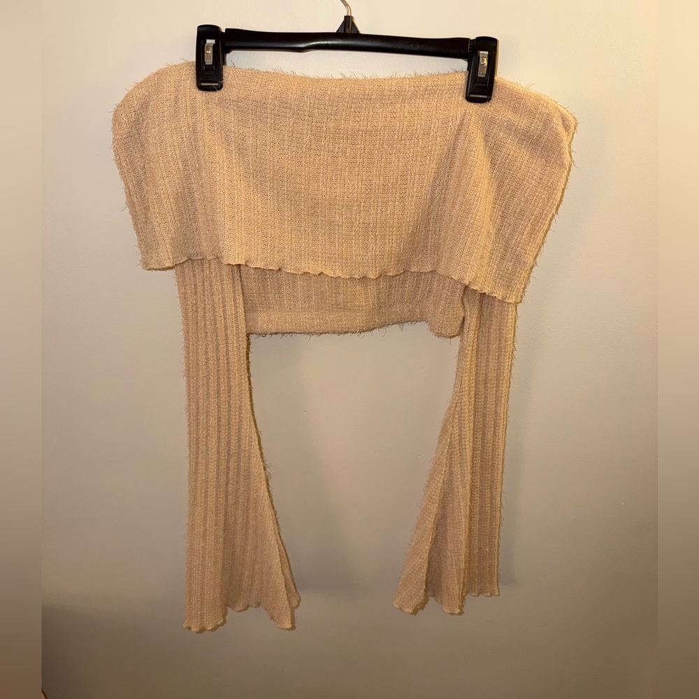Silence + Noise Cream Knit Off The Shoulder Sweater